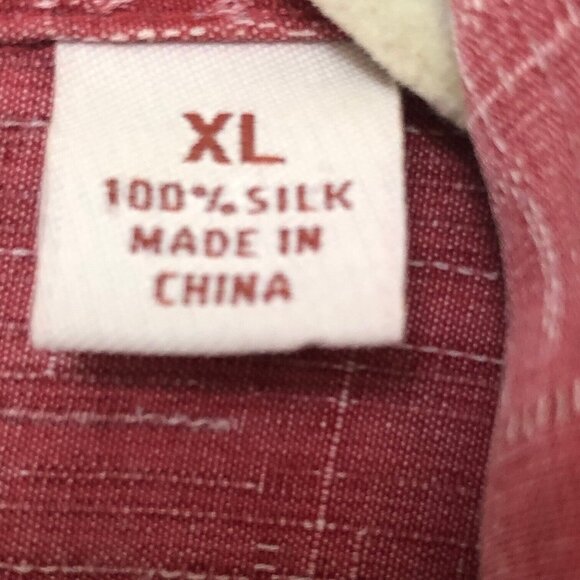 Caribbean Silk Shirt Men XL Hawaii Aloha Loop Collar Wood Buttn Palm Tree Resort - Picture 5 of 8